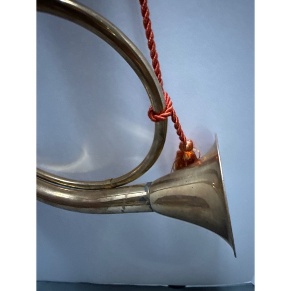 Vintage Brass Fox Hunt Horn Decorative Bugle with Red Tassel Cord Made in India - Picture 2 of 7